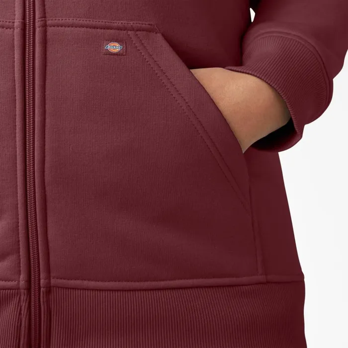 Dickies Outerwear Women039s Plus Heavyweight FullZip Hoodie Burgundy Heather Burgundy Heather byh 8211 Women