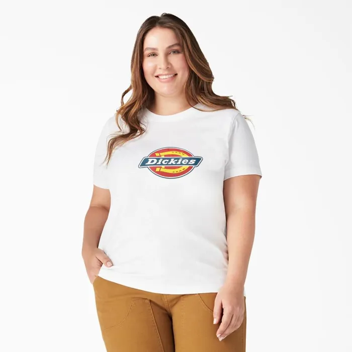 Dickies Tops Women039s Plus Heavyweight Logo TShirt White White wh 8211 Women