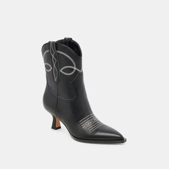 Dolce Vita Angel Booties Black White Leather Women Boots and Booties