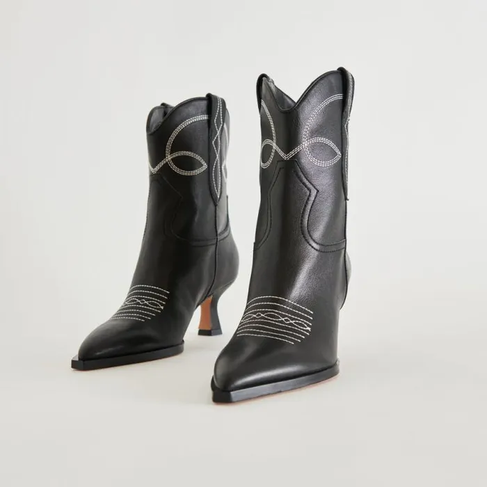 Dolce Vita Angel Booties Black White Leather Women Boots and Booties