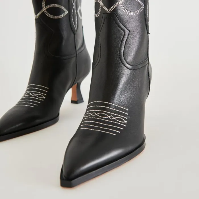 Dolce Vita Angel Booties Black White Leather Women Boots and Booties