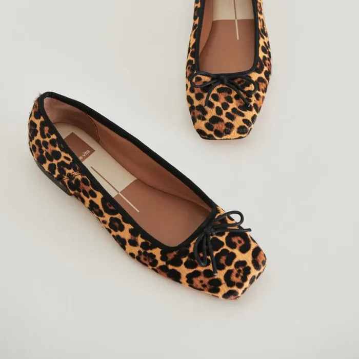 Dolce Vita Anisa Ballet Flats Dk Leopard Calf Hair Women Flats and Loafers