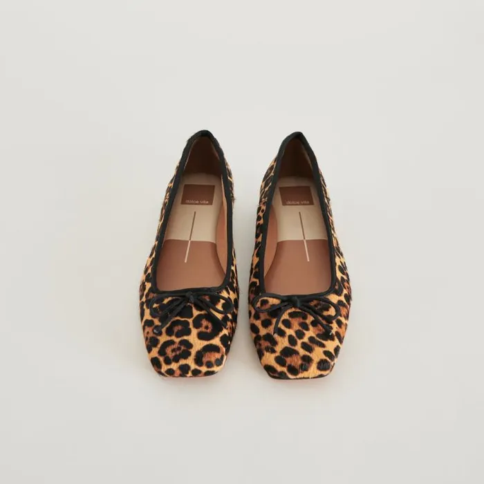 Dolce Vita Anisa Ballet Flats Dk Leopard Calf Hair Women Flats and Loafers