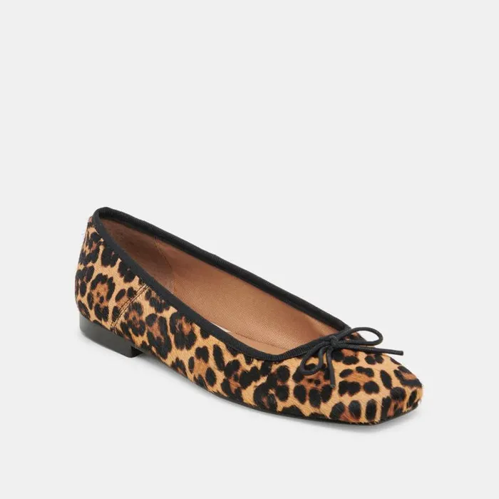 Dolce Vita Anisa Ballet Flats Dk Leopard Calf Hair Women Flats and Loafers
