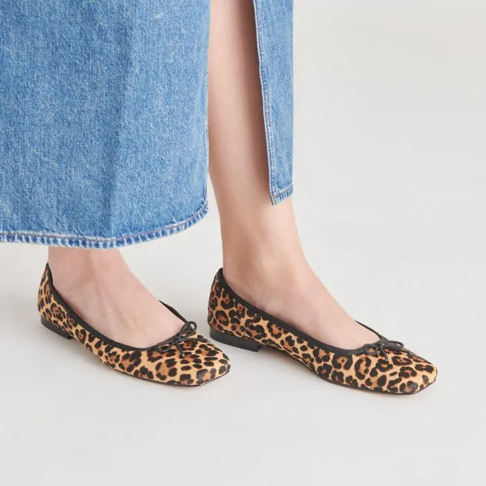 Dolce Vita Anisa Ballet Flats Dk Leopard Calf Hair Women Flats and Loafers