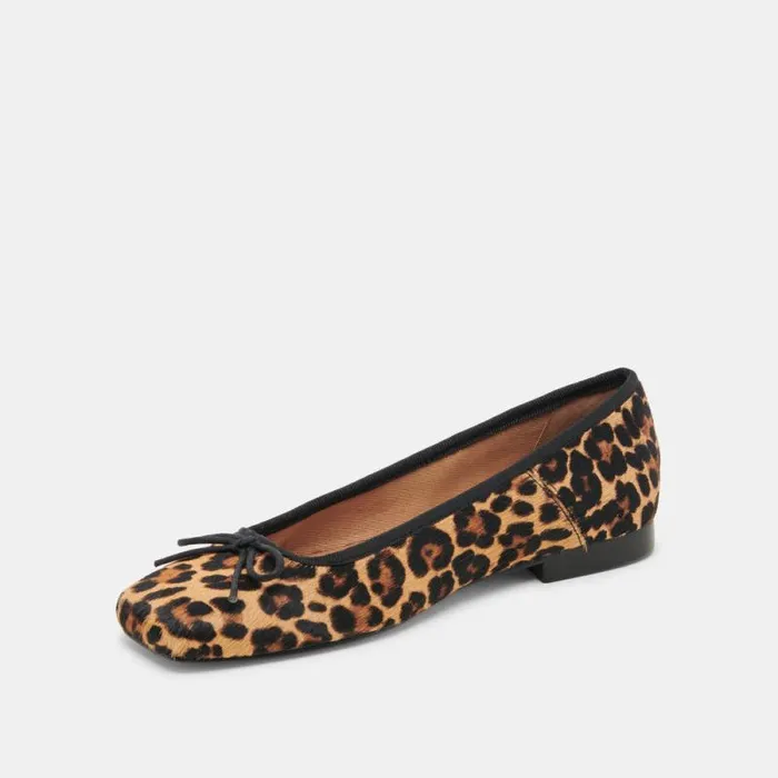 Dolce Vita Anisa Ballet Flats Dk Leopard Calf Hair Women Flats and Loafers