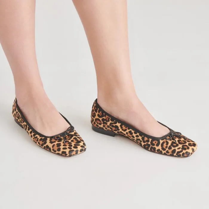Dolce Vita Anisa Ballet Flats Dk Leopard Calf Hair Women Flats and Loafers
