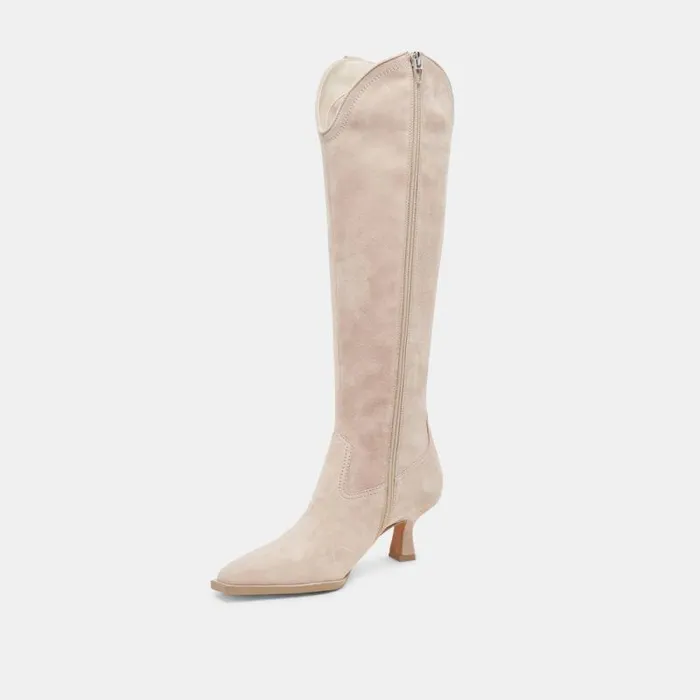 Dolce Vita Ariana Wide Calf Boots Taupe Suede Women Boots and Booties