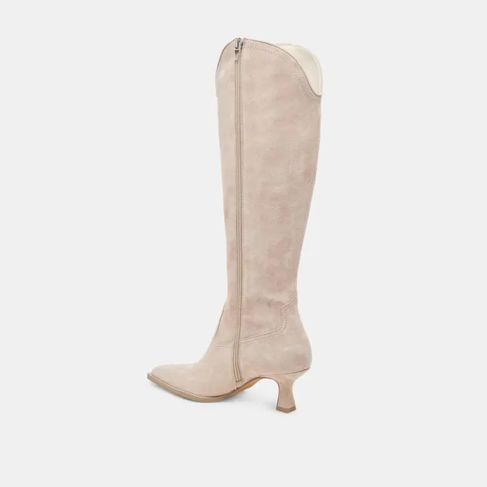 Dolce Vita Ariana Wide Calf Boots Taupe Suede Women Boots and Booties