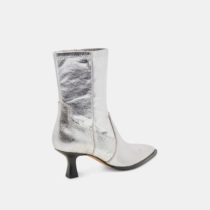 Dolce Vita Arya Wide Calf Boots Silver Distressed Leather Women Boots and Booties