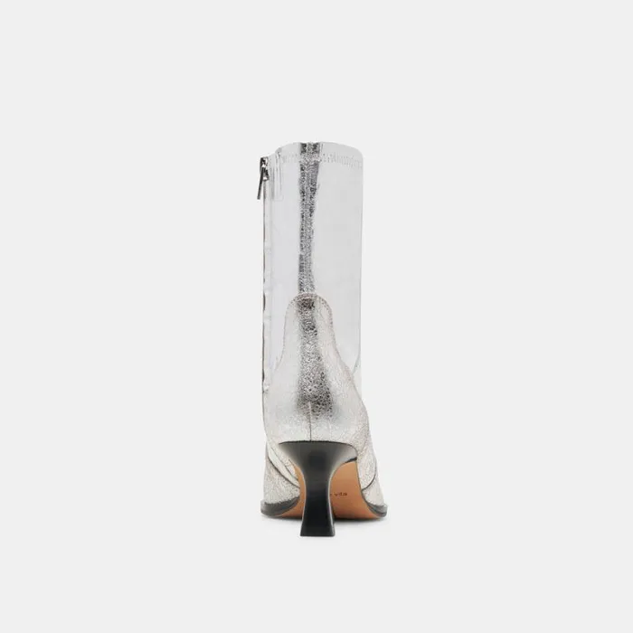 Dolce Vita Arya Wide Calf Boots Silver Distressed Leather Women Boots and Booties