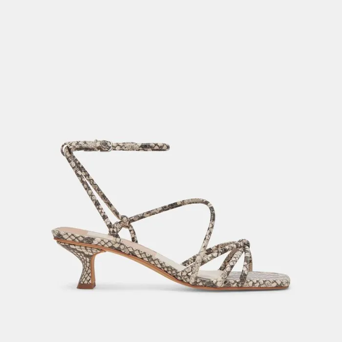 Dolce Vita Bev Heels Black White Embossed Snake Women Heels