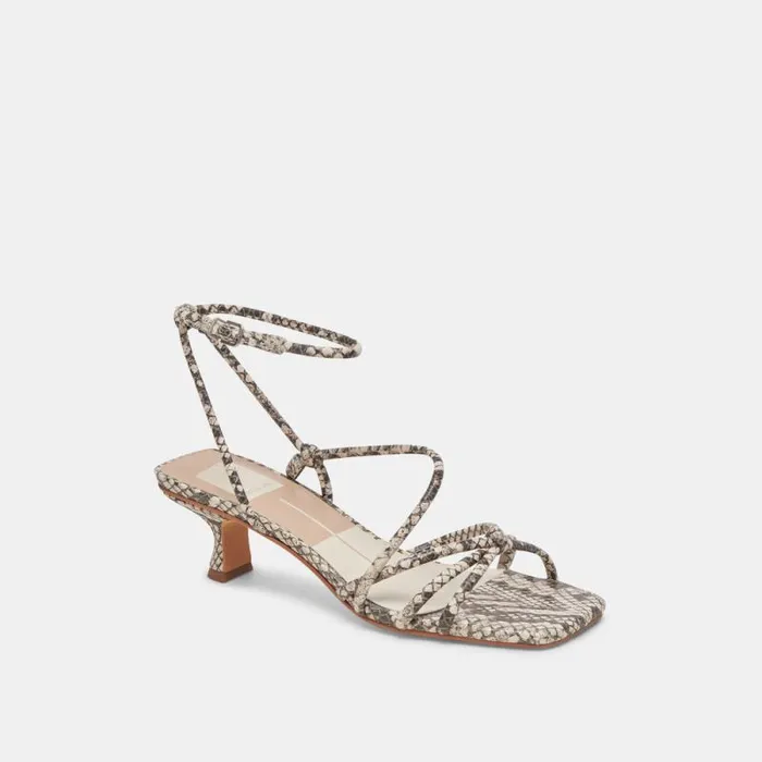 Dolce Vita Bev Heels Black White Embossed Snake Women Heels