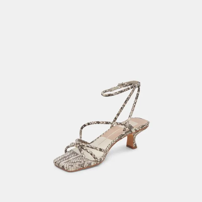 Dolce Vita Bev Heels Black White Embossed Snake Women Heels