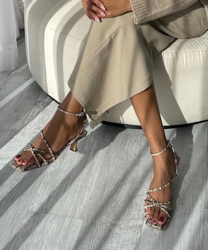 Dolce Vita Bev Heels Black White Embossed Snake Women Heels