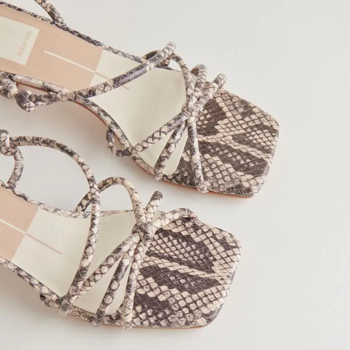 Dolce Vita Bev Heels Black White Embossed Snake Women Heels