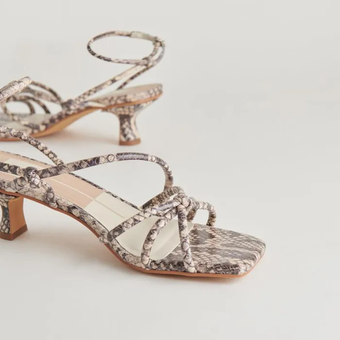 Dolce Vita Bev Heels Black White Embossed Snake Women Heels