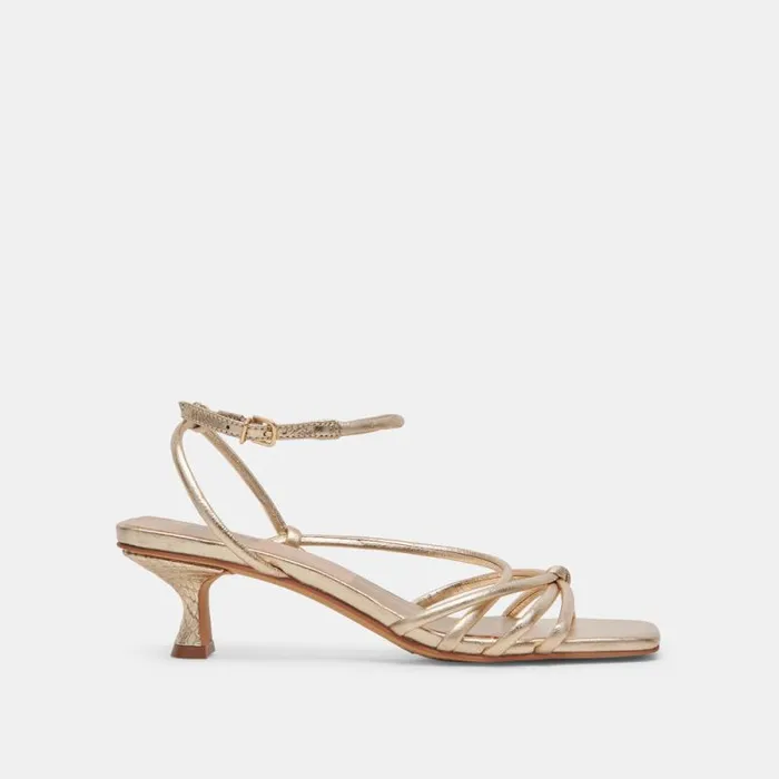 Dolce Vita Bev Heels Gold Metallic Leather Women Heels