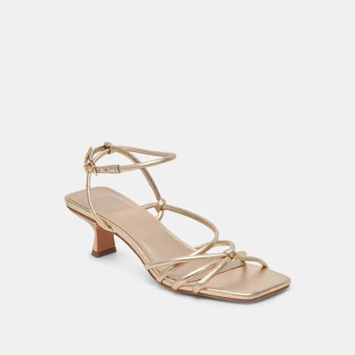 Dolce Vita Bev Heels Gold Metallic Leather Women Heels