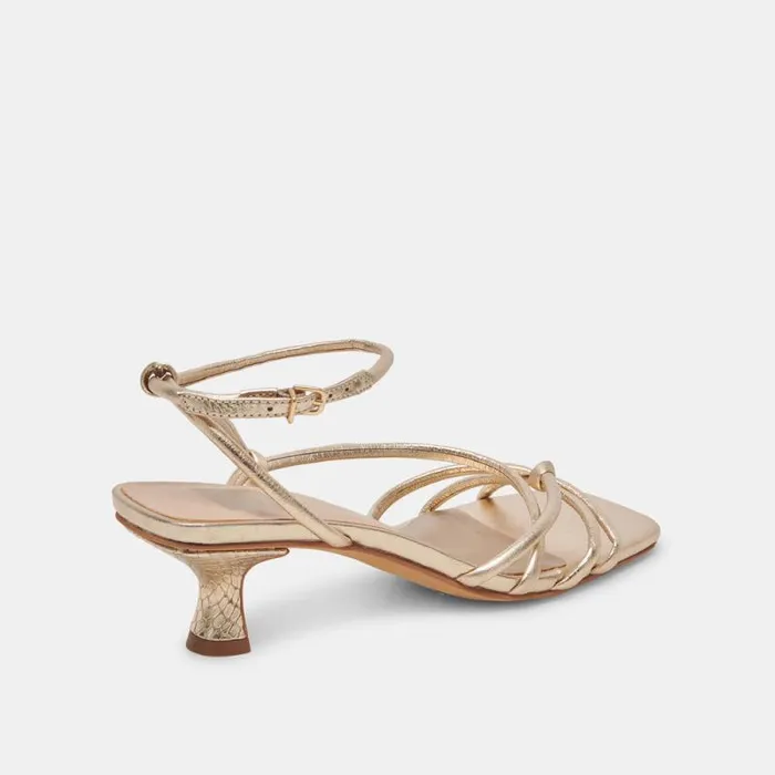 Dolce Vita Bev Heels Gold Metallic Leather Women Heels