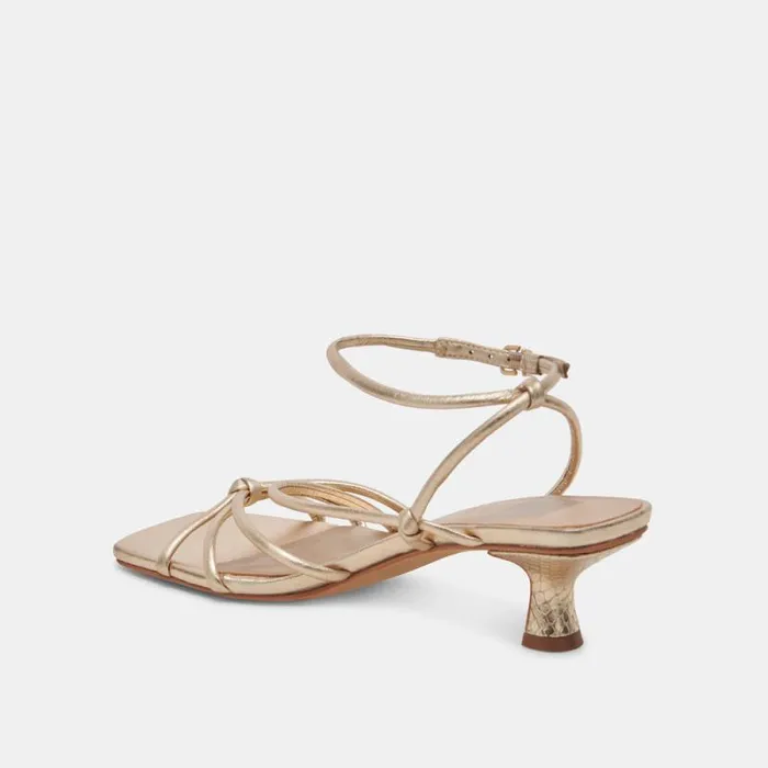 Dolce Vita Bev Heels Gold Metallic Leather Women Heels