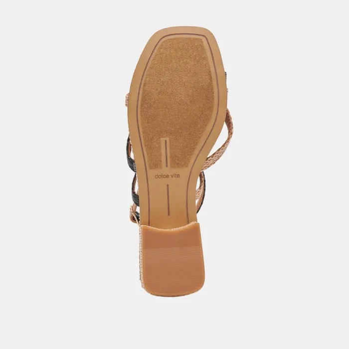 Dolce Vita Brinn Sandals Black Natural Raffia Women Sandals