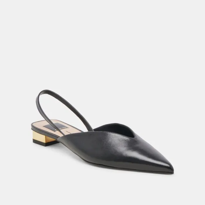 Dolce Vita Byanca Flats Black Leather Women Flats and Loafers