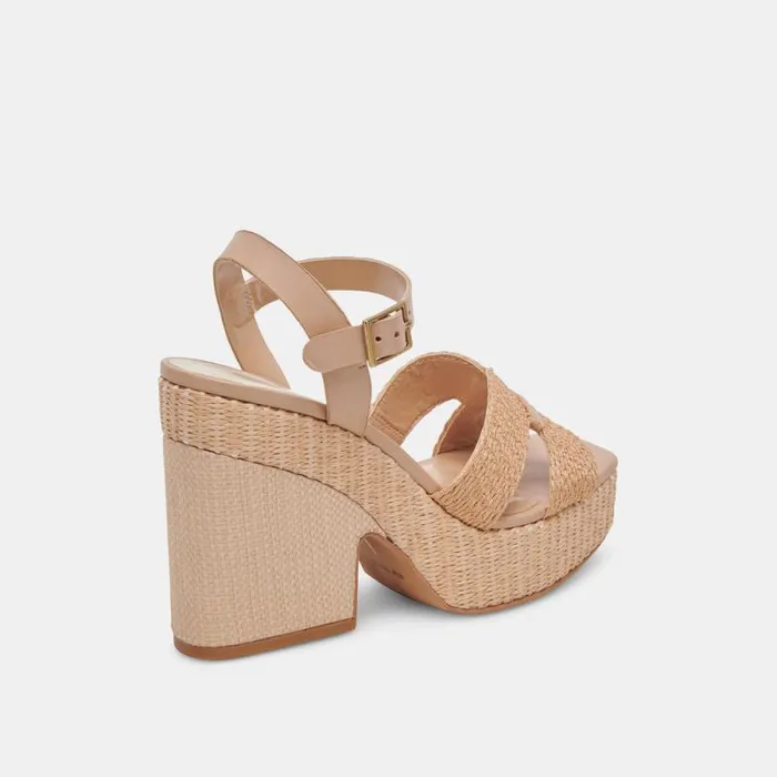 Dolce Vita Cale Heels Lt Natural Raffia Women Sandals