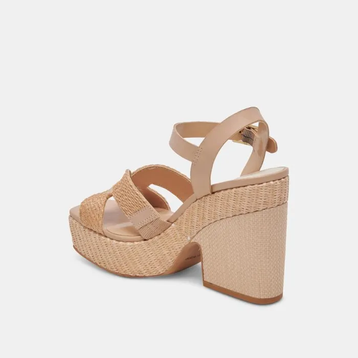Dolce Vita Cale Heels Lt Natural Raffia Women Sandals