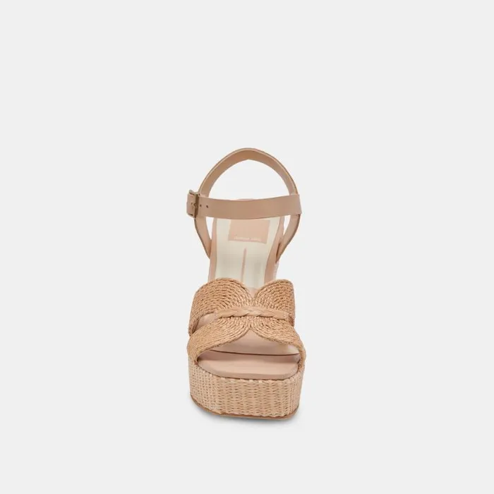 Dolce Vita Cale Heels Lt Natural Raffia Women Sandals