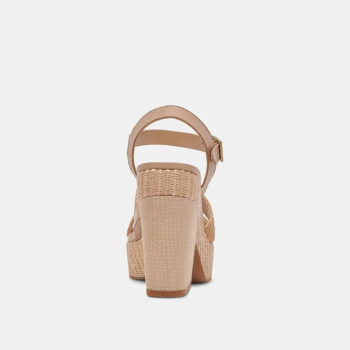 Dolce Vita Cale Heels Lt Natural Raffia Women Sandals