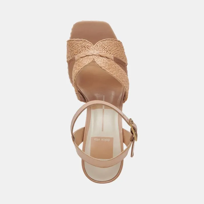 Dolce Vita Cale Heels Lt Natural Raffia Women Sandals