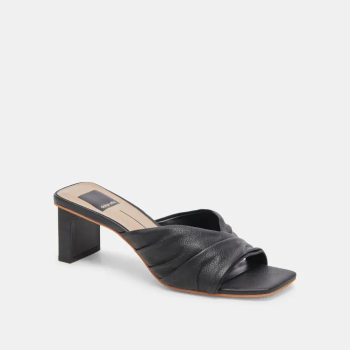 Dolce Vita Carlan Heels Black Leather Women Sandals