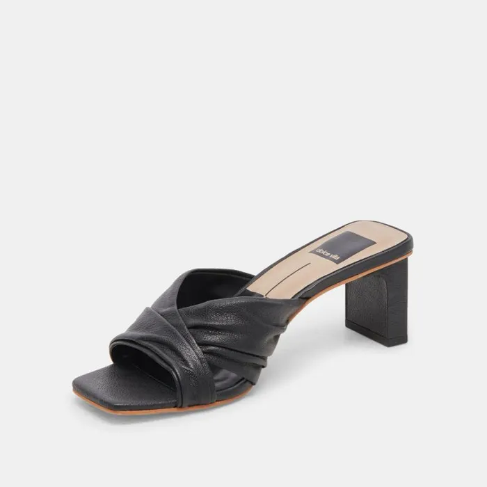 Dolce Vita Carlan Heels Black Leather Women Sandals