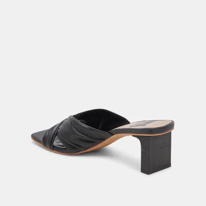 Dolce Vita Carlan Heels Black Leather Women Sandals
