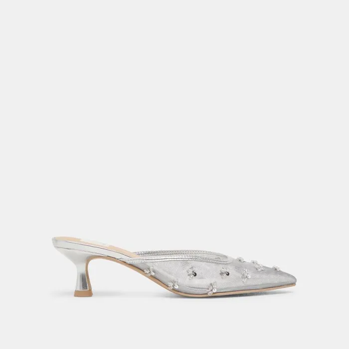 Dolce Vita Clara Heels Silver Mesh Women Heels