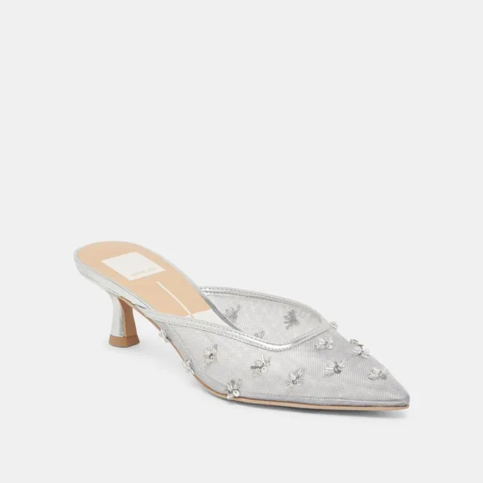 Dolce Vita Clara Heels Silver Mesh Women Heels