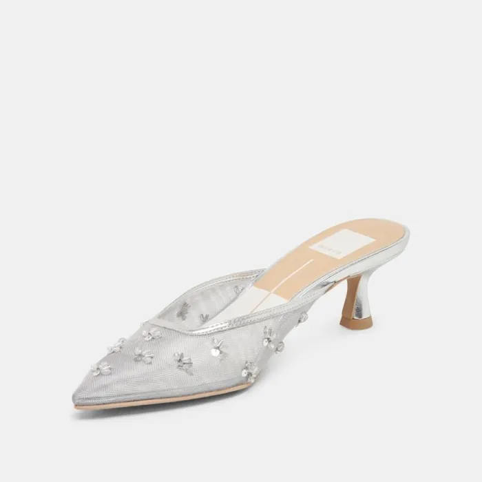 Dolce Vita Clara Heels Silver Mesh Women Heels