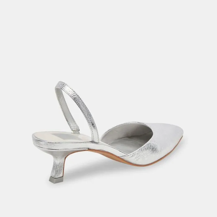 Dolce Vita Corsa Heels Silver Crackled Leather Women Heels