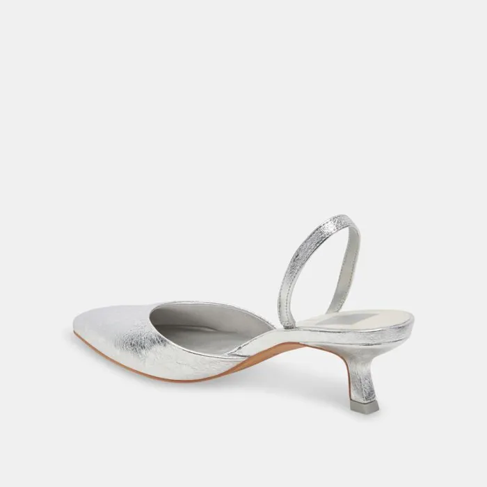 Dolce Vita Corsa Heels Silver Crackled Leather Women Heels