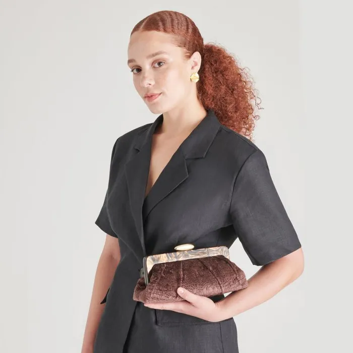 Dolce Vita Danny Clutch Brown Velvet Women Handbags