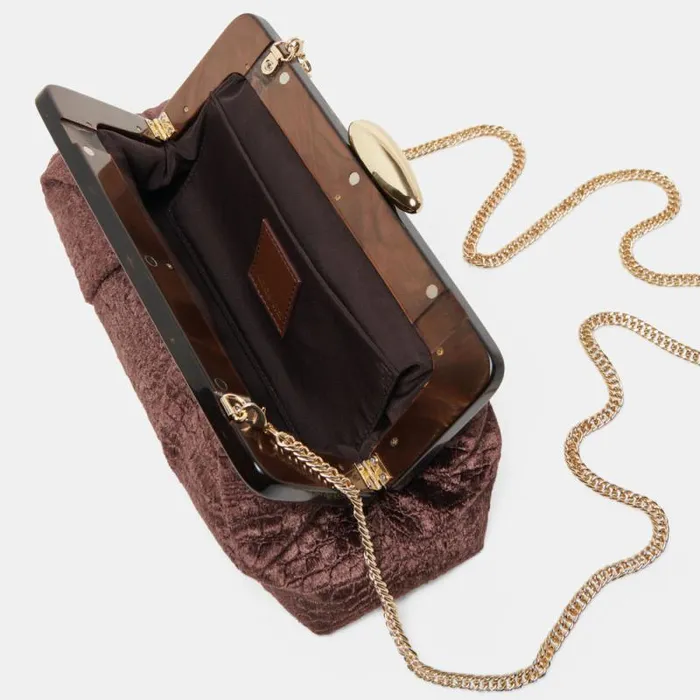 Dolce Vita Danny Clutch Brown Velvet Women Handbags