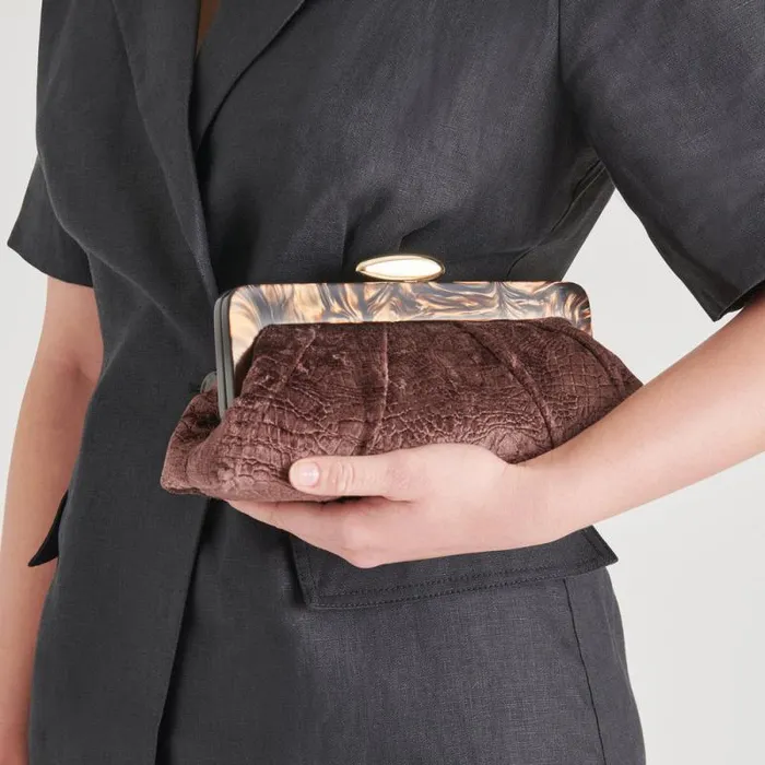 Dolce Vita Danny Clutch Brown Velvet Women Handbags