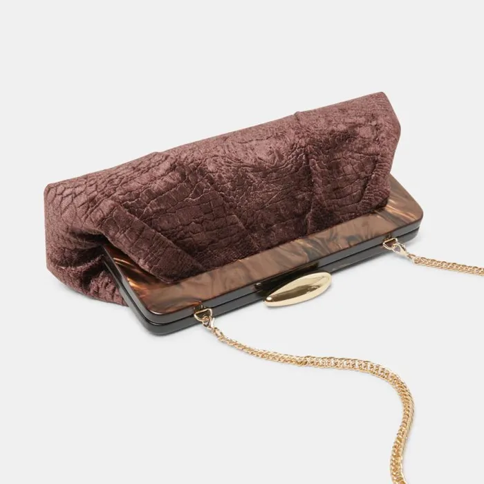 Dolce Vita Danny Clutch Brown Velvet Women Handbags