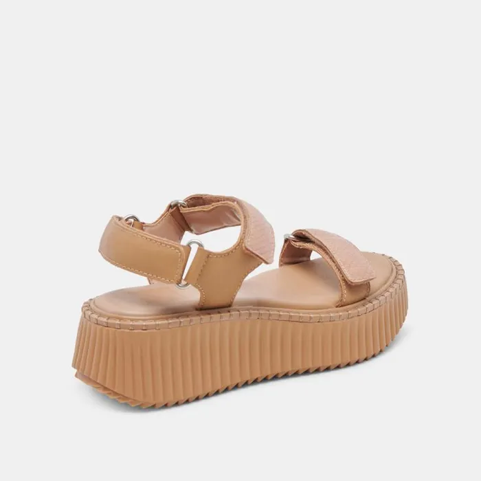 Dolce Vita Debra Sandals Toffee Embossed Leather Women Sandals