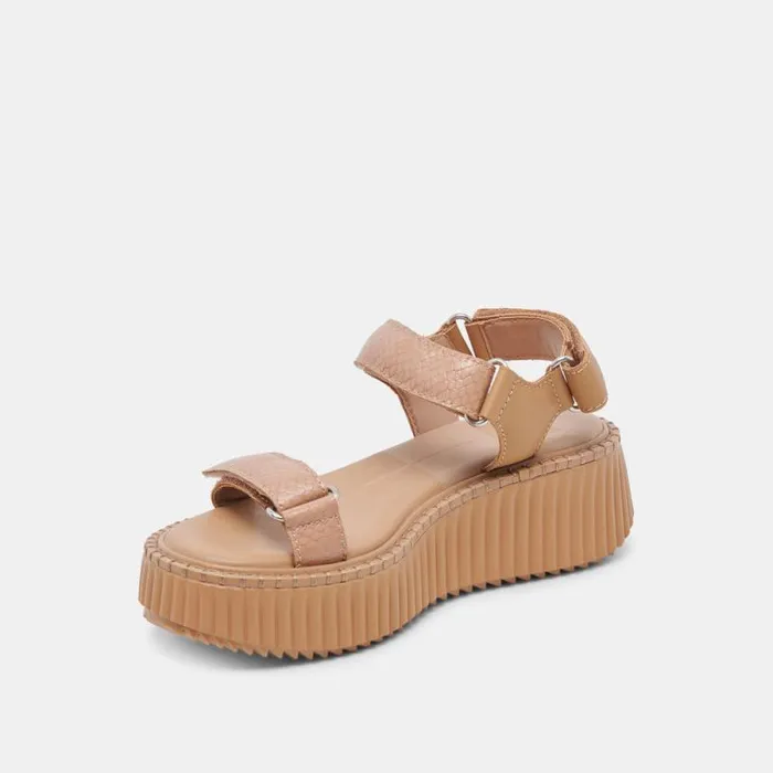Dolce Vita Debra Sandals Toffee Embossed Leather Women Sandals