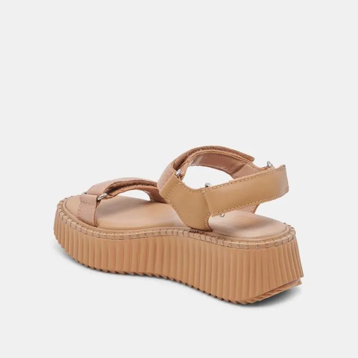 Dolce Vita Debra Sandals Toffee Embossed Leather Women Sandals