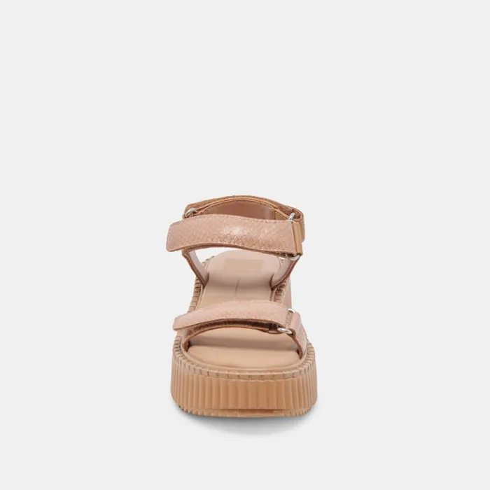 Dolce Vita Debra Sandals Toffee Embossed Leather Women Sandals