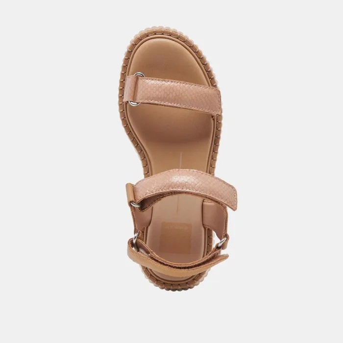 Dolce Vita Debra Sandals Toffee Embossed Leather Women Sandals