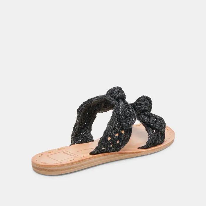 Dolce Vita Dinah Wide Sandals Onyx Raffia Women Sandals